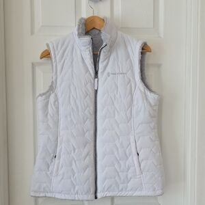 Free Country Women's White Quilted Or Grey Fur Reversable Zip Up Vest Pockets L